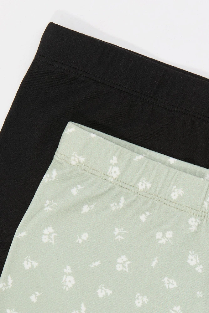 Short court uni et imprimé pour fille (Paquet de 2