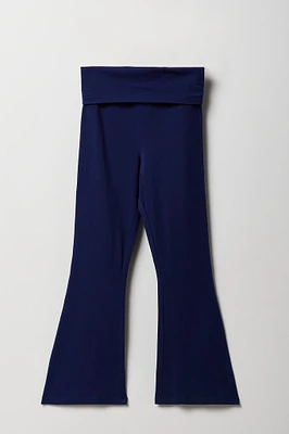 Legging à jambe évasée avec bande de taille repliée pour fille