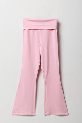 Legging à jambe évasée avec bande de taille repliée pour fille