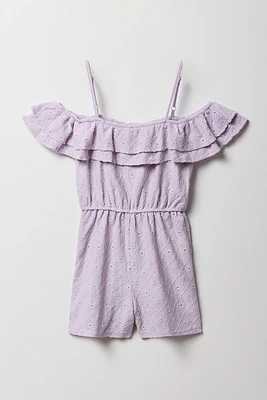 Barboteuse en tricot pointelle à épaule dégagée pour filles
