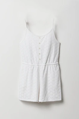 Combi-short camisole boutonné avec oeillets pour fille