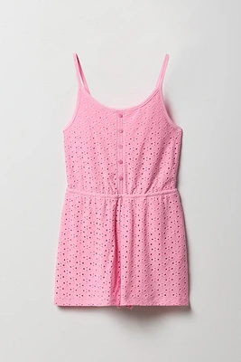 Combi-short camisole boutonné avec oeillets pour fille