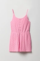 Combi-short camisole boutonné avec oeillets pour fille
