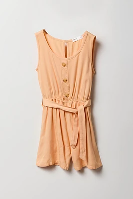 Combi-short boutonné avec ceinture pour fille