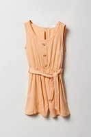 Combi-short boutonné avec ceinture pour fille