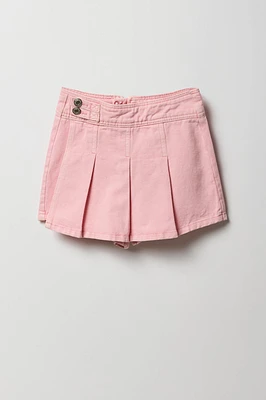 Jupe-short en denim plissé pour fille