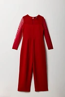 Girls Crepe Mesh Long Sleeve Jumpsuit