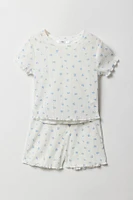 Girls Pointelle T-Shirt & Short 2 Piece Pajama Set