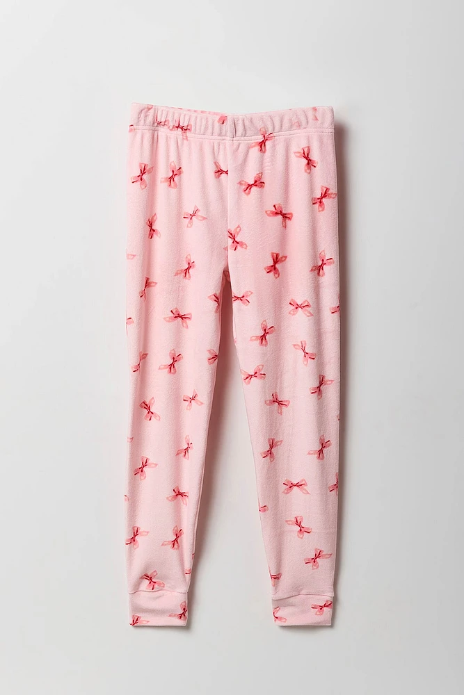Pantalon de pyjama en peluche imprimé pour fille