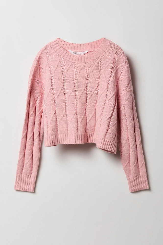 Chandail en tricot losange pour filles