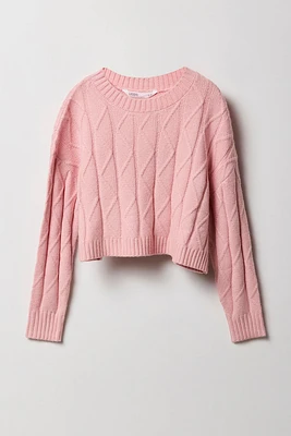 Chandail en tricot losange pour filles