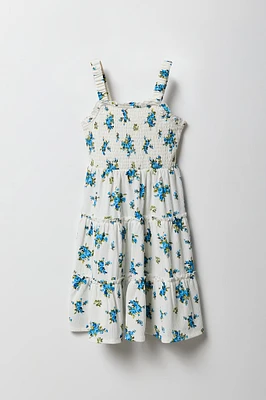 Robe smockée volantée fleurie pour fille