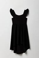 Girls Ruffle Strap High Low Dress