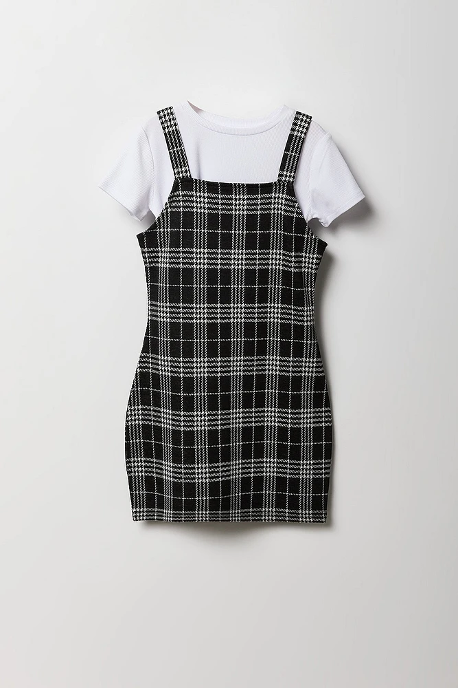 Ensemble avec robe en tricot jacquard et haut à manches courtes pour fille