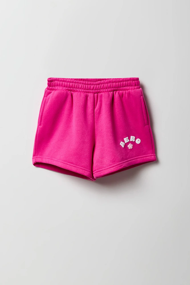 Short en molleton avec motif brodé Aero pour fille