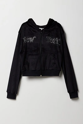 Girls Aeropostale Velour Zip-Up Hoodie