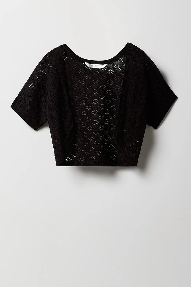 Girls Pointelle Knit Shrug