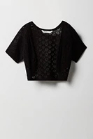Girls Pointelle Knit Shrug