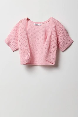 Veste en tricot de pointelle pour fille