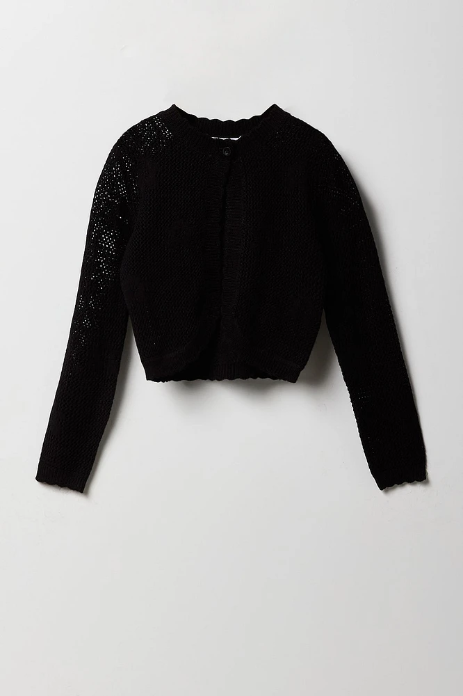 Cardigan en tricot ajouré pour fille