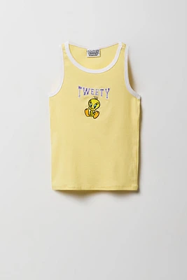Camisole côtelée à broderie Tweety Bird pour filles