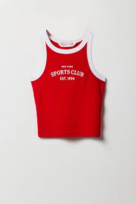 Girls Varsity Graphic Ribbed Ringer Tank