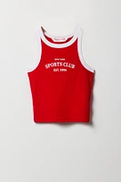 Girls Varsity Graphic Ribbed Ringer Tank