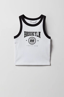 Camisole côtelée Ringer à imprimé Varsity pour filles