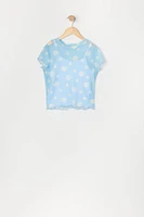 Ensemble deux pièces t-shirt et camisole en filet imprimé pour filles