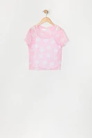 Ensemble deux pièces t-shirt et camisole en filet imprimé pour filles