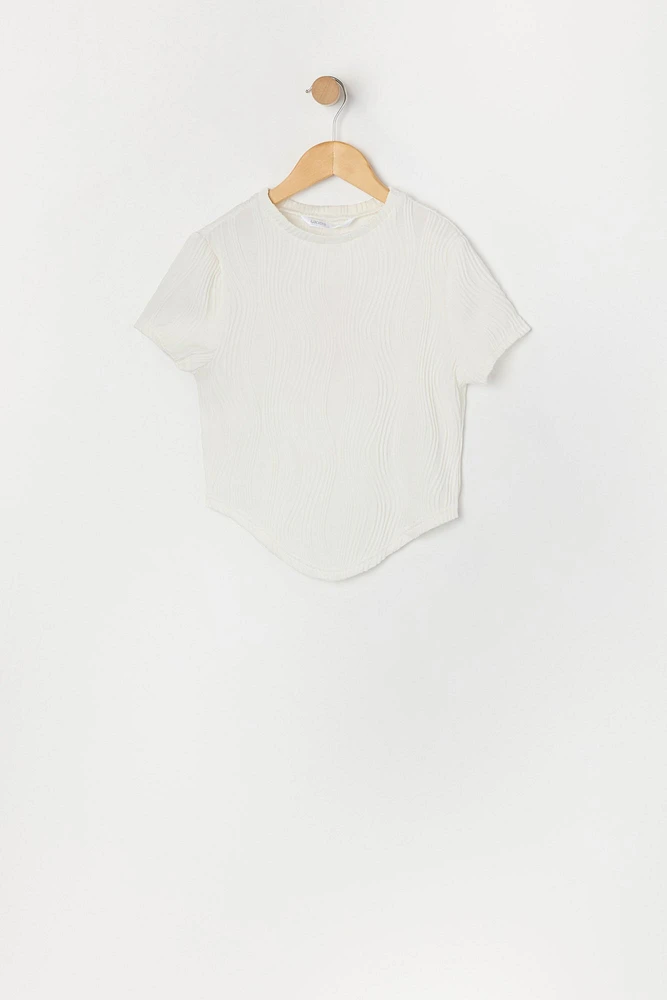 T-shirt texturé avec ourlet bandana pour fille