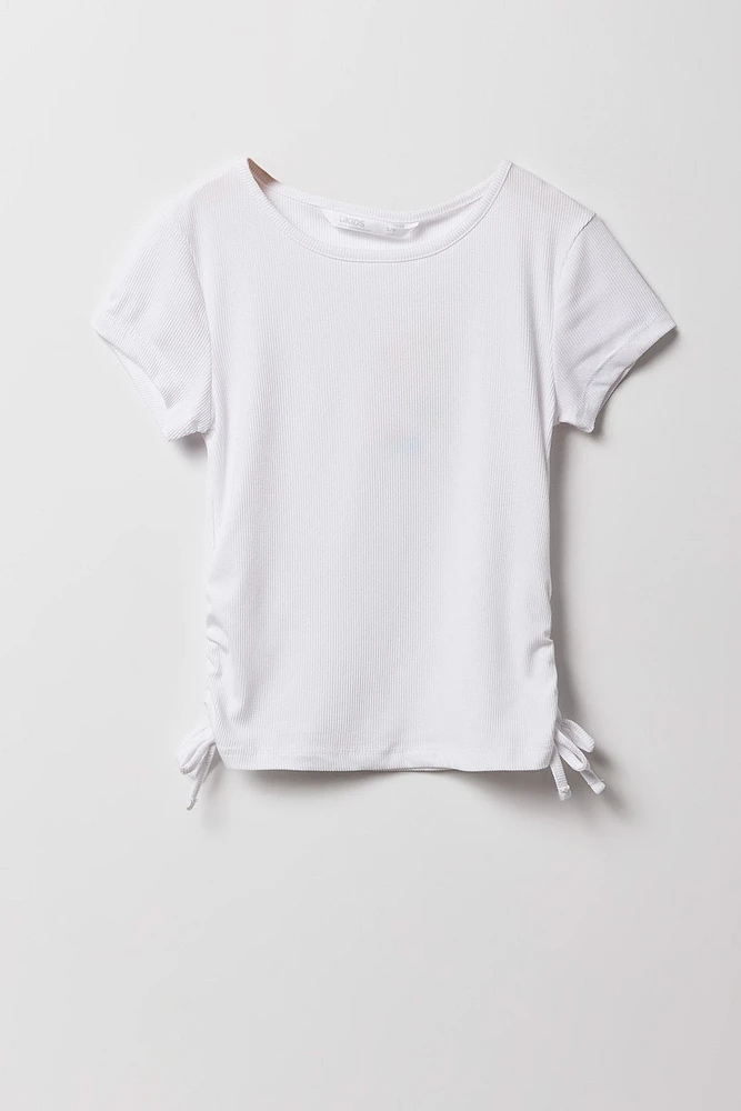 T-shirt cintré et côtelé sur le côté pour filles