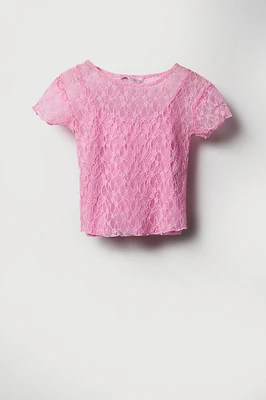 Ensemble avec t-shirt et camisole en dentelle pour fille
