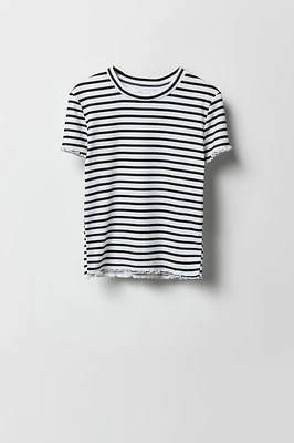 Girls Ribbed Lettuce Edge T-Shirt