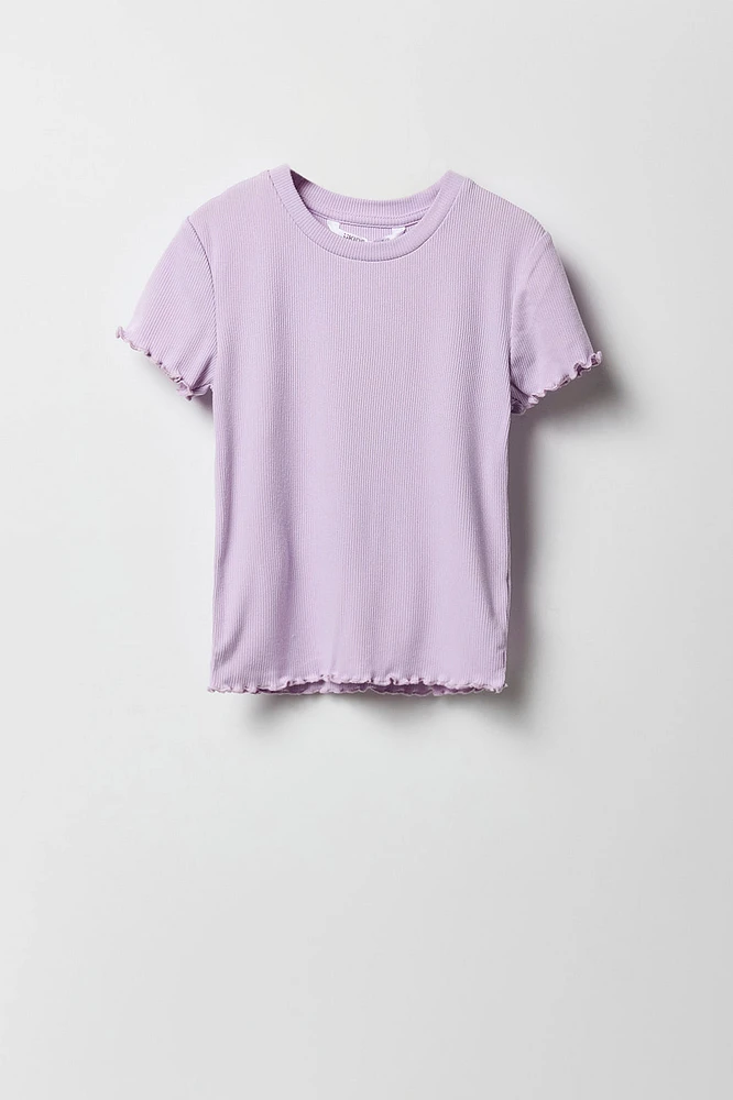 Girls Ribbed Lettuce Edge T-Shirt
