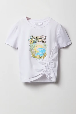 T-shirt à imprimé Summer avec taille coulissante latérale pour fille