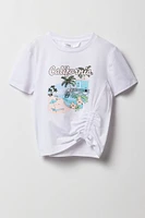 Girls Summer Graphic Side Drawstring T-Shirt
