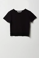 Girls Lace Trim T-Shirt