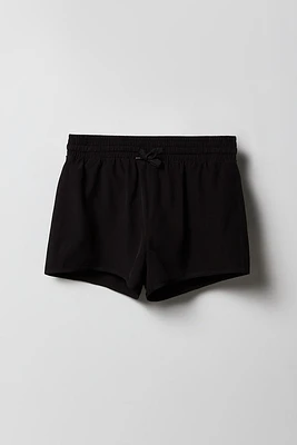 Girls Solid Drawstring Swim Short