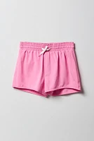 Short de baignade uni à taille coulissante pour fille