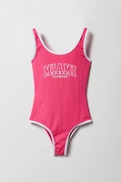 Maillot de bain une-pièce côtelé imprimé pour fille