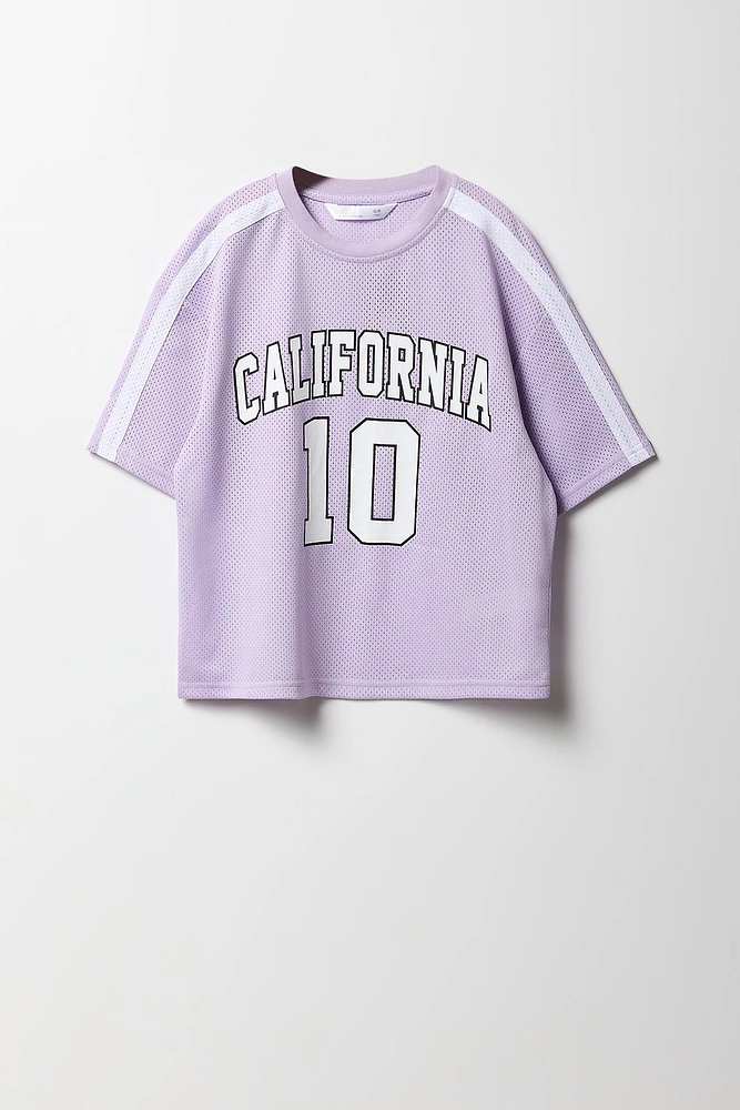 Girls Active City Graphic Mesh Oversized T-Shirt