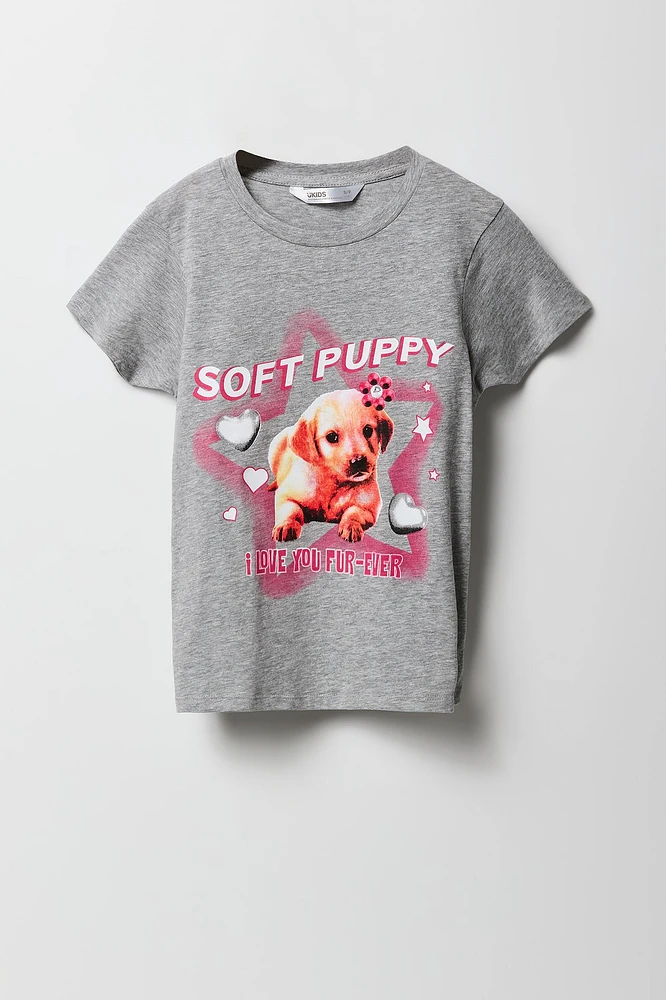 T-shirt à imprimé Soft Puppy pour filles