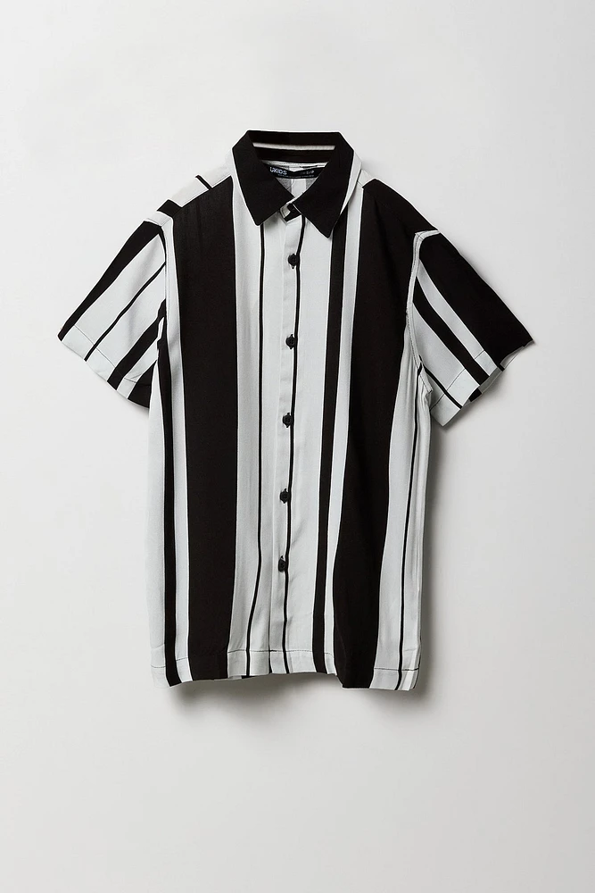 Boys Paisley Print Button-Up Collared Top