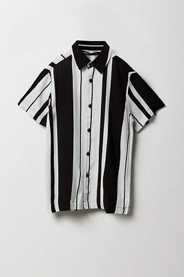 Boys Paisley Print Button-Up Collared Top