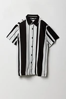 Boys Paisley Print Button-Up Collared Top