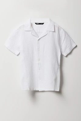 Boys Gauze Boxy Collared Top