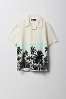 Boys Tropical Print Button-Up Top
