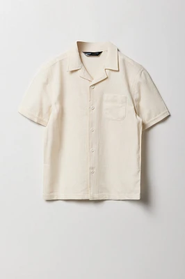 Boys Linen Collared Button-Up Top