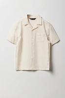 Boys Linen Collared Button-Up Top